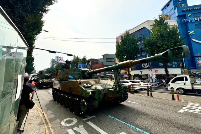 K55A1 roll through the streets during the commemoration of the 74th anniversary of the Incheon Landing Operation in Incheon Sept 11 2024 AJP Han Jun-gu