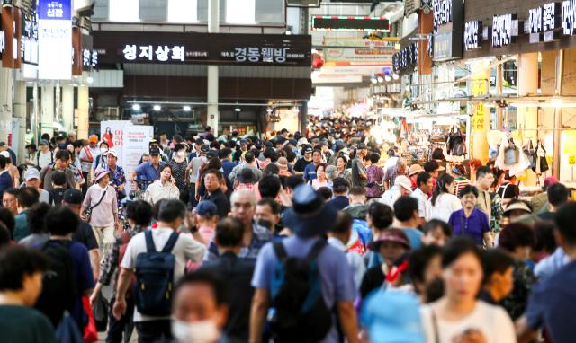 Crowded with visitors Kyungdong Market in Dongdaemun-gu Seoul on Sept 13 2024 AJP Kim Dong-woo