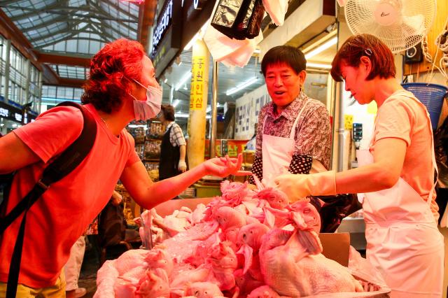 A shopper browses goods at Kyungdong Market in Dongdaemun-gu Seoul on Sept 13 2024 AJP Kim Dong-woo