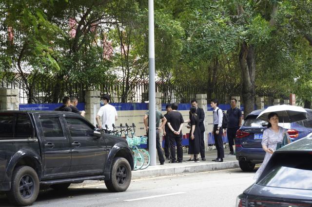 This photo shows Chinese authorities inspecting the scene of a stabbing of a Japanese schoolboy at the Shenzhen Japanese School in Shenzhen China Sept 18 2024 Kyodo News via AP - Yonhap