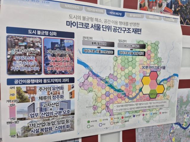 The image shows his plans on how to divide Seoul into walkable zones AJP Park Ung