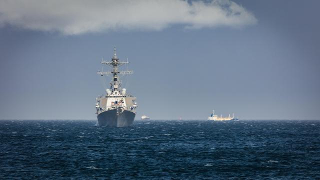 A US Navy destroyer anchored in Tokyo Bay off the coast of Yokosuka Japan date unknown Getty Images Bank