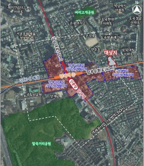 서울시 역세권활성화사업 신규 대상지인 강남구 도곡동 914-1번지 일대 위치도 자료서울시