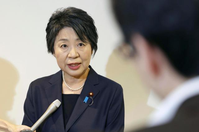 This photo shows Japans Foreign Minister Yoko Kamikawa speaking to journalists concerning the recent 10 year-old Japanese child assaulted in China Sept 19 2024 Kyodo News via AP-Yonhap