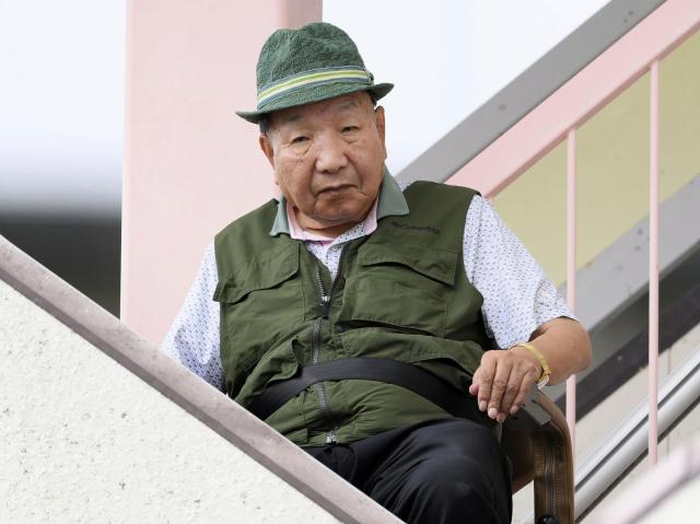 This photo shows Iwao Hakamada an 88-year-old former boxer who has been on death row for nearly 60 years going for a walk in Hamamatsu Japan Sept 26 2024 Kyodo via AP-Yonhap