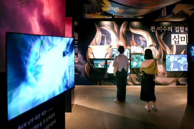 Visitors view exhibits at Naruto The Gallery held in Mapo-gu Seoul on Sept 27 2024 AJP Kim Dong-woo