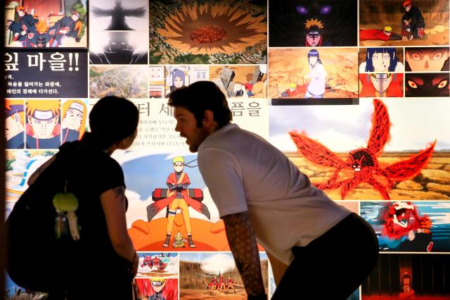 Visitors view exhibits at Naruto The Gallery held in Mapo-gu Seoul on Sept 27 2024 AJP Kim Dong-woo