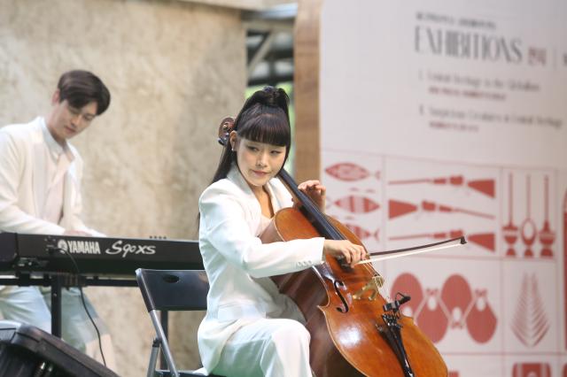 The fusion Korean traditional music team Ensemble SU performs on Nami Island Gangwon Province on Sept 27 2024 AJP Han Jun-gu