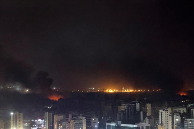 Smoke is seen in the southern suburbs of Beirut Lebanon on Oct 2 2024 REUTERS-Yonhap