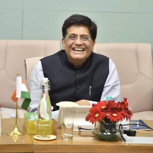 This photo shows Indias Commerce Minister Piyush Goyal Captured from the official Facebook page of the Piyush Goyal Office