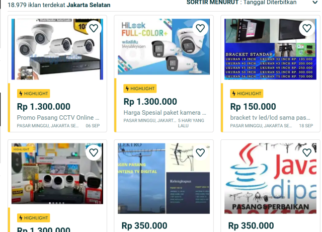 OLX Indonesia 인터넷 화면캡처