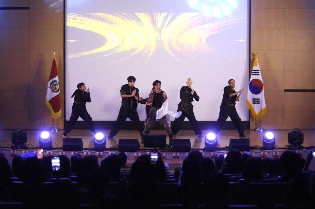 Peruvian singer Lenin Tamayo performs at a concert in central Seoul on Oct 3 2024 AJP Han Jun-gu