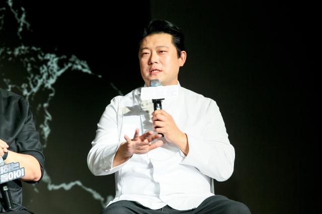 Chef Jang Ho-joon speaks during the Culinary Class Wars press conference in Mapo-gu Seoul on Oct 7 2024 AJP Kim Dong-woo