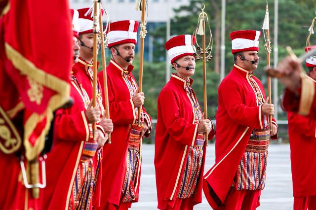 The Turkish Mehter military band performs at the War Memorial of Korea in Seoul on Oct 8 2024 AJP Kim Dong-woo