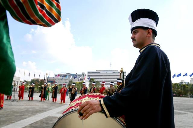 The Turkish Mehter military band performs at the War Memorial of Korea in Seoul on Oct 8 2024 AJP Kim Dong-woo