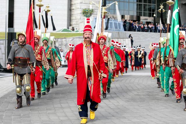 The Turkish Mehter military band exits after their performance at the War Memorial of Korea in Seoul on Oct 8 2024 AJP Kim Dong-woo