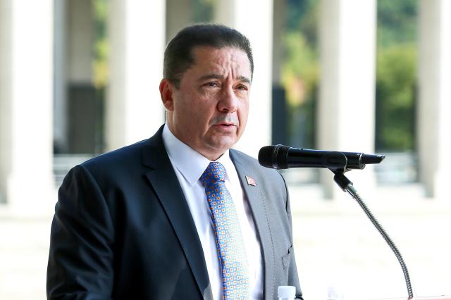 Turkish Ambassador to the Republic of Korea Murat Tamer speaks during an opening speech session for the Ottoman Mehter Military Band performance event held at Koreas National War Memorial Museum in central Seoul on Oct 08 AJP Kim Dong-woo