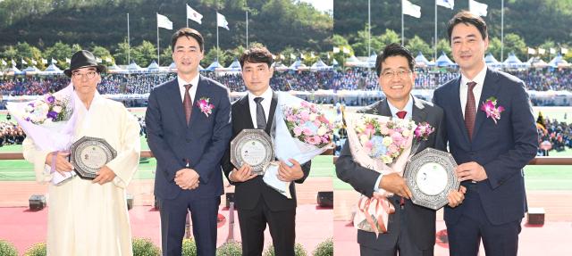 대구 달성군 ‘달성군민상’ 수상자는 문화·예술 분야에 현풍향교 전교 윤홍석과 사회봉사 분야에 옥포신세계연합의원 총괄이사 김지훈을 현택환 서울대학교 화학생물공학부 석좌교수가 ‘자랑스러운 달성인상’으로 제29회 달성군민의 날 군민체육대회 개회식에서 시상했다 사진대구달성군