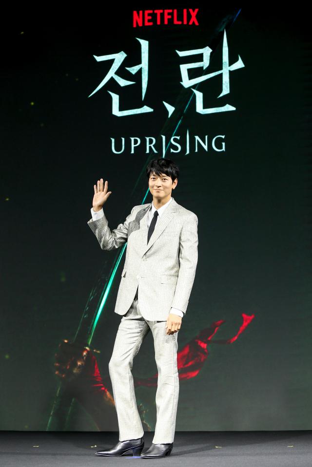 Actor Gang Dong-won poses during a press conference for Uprising in Seoul on Oct 10 2024 AJP Kim Dong-woo