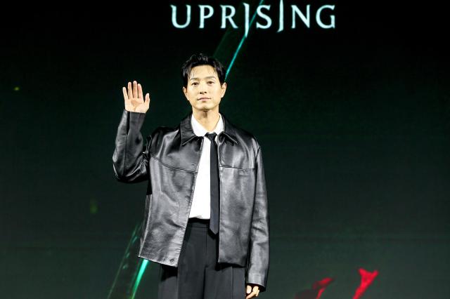 Actor Jung Sung-il poses during a press conference for Uprising in Seoul on Oct 10 2024 AJP Kim Dong-woo