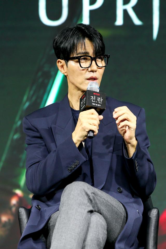 Actor Cha Seung-won speaks during a press conference for Uprising in Seoul on Oct 10 2024 AJP Kim Dong-woo