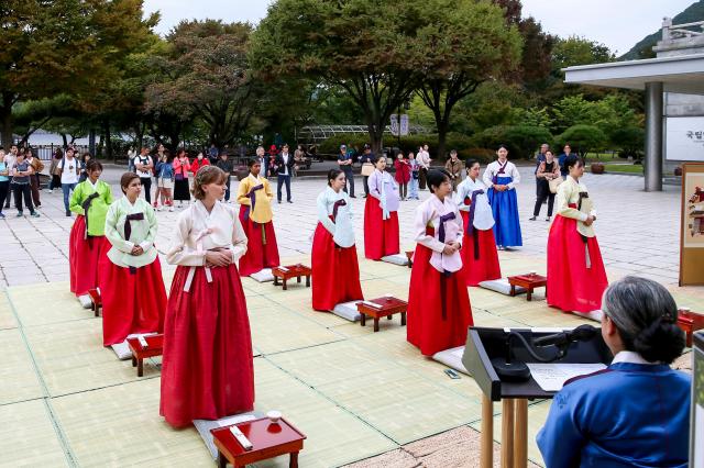 A traditional coming-of-age ceremony for foreign students takes place at the National Folk Museum of Korea in Seoul on Oct 14 2024 AJP Kim Dong-woo