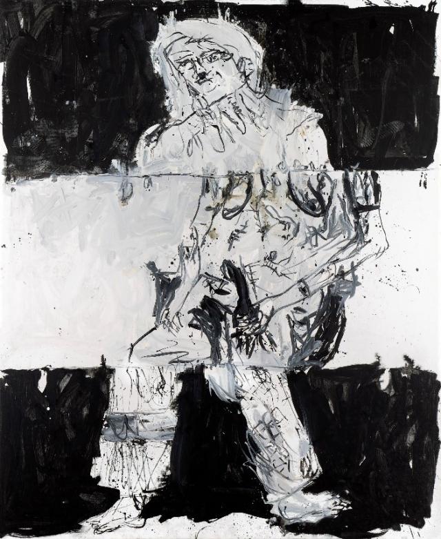 게오르그 바젤리츠 Georg Baselitz b1938 German
Dreistreifenmaler Remix Three-Stripe Painter Remix
oil on canvas  300×246cm 
