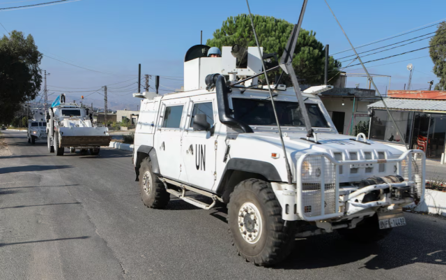 UNIFIL vehicles move through Marjayoun Lebanon on Oct 11 2024 Reuters-Yonhap