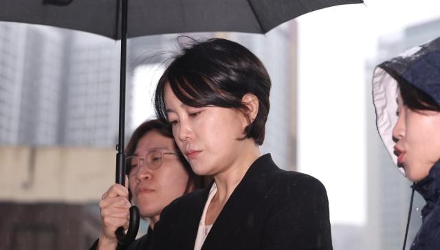 Moon Da-hye Moon daughter of former President Moon Jae-in appears at the Seoul Yongsan Police Station on Oct 18 2024 Yonhap 