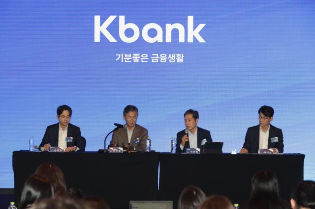 K-Bank CEO Choi Woo-hyung answers questions at an IPO press conference in Seoul on Oct 15 2024 Yonhap