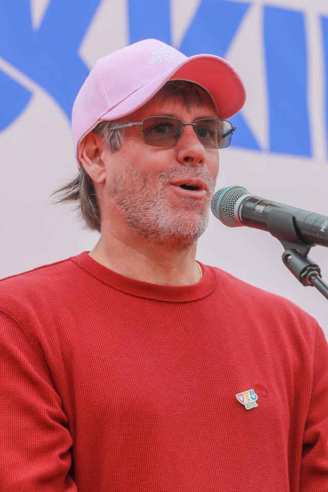 Peruvian Ambassador to Korea Paul Duclos delivers a congratulatory speech at the Walking Festival for the Blue House and Five Royal Palaces in Seoul on Oct 19 2024 AJP NG