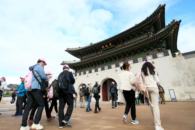 Participants walk along the course at the Walking Festival for the Blue House and Five Royal Palaces in Seoul on Oct 19 2024 AJP Kim Dong-woo