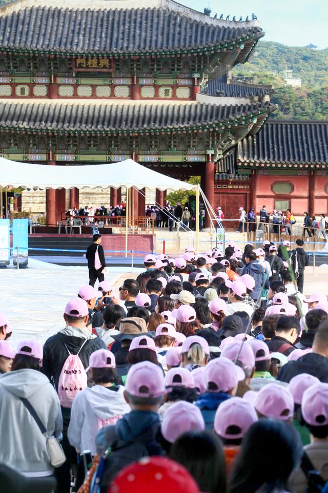 Participants walk along the course at the Walking Festival for the Blue House and Five Royal Palaces in Seoul on Oct 19 2024 AJP Kim Dong-woo