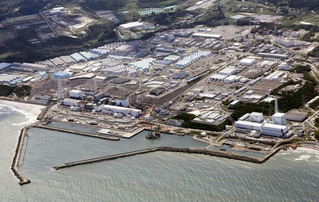 This photo shows an aerial view of the Fukushima Daiichi nuclear power plant in Fukushima northern Japan Aug 24 2023 Kyodo News via AP-Yonhap