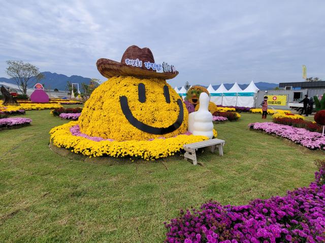 강진만 춤추는 갈대축제장에 있는 국화정원 조성 활용 조형물사진강진군