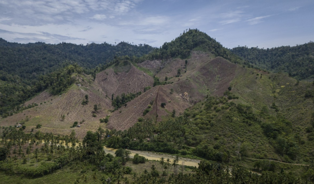 Aerial view shows extensive deforestation near a wood pellet production facility in Gorontalo province on Indonesias Sulawesi island AP-Yonhap