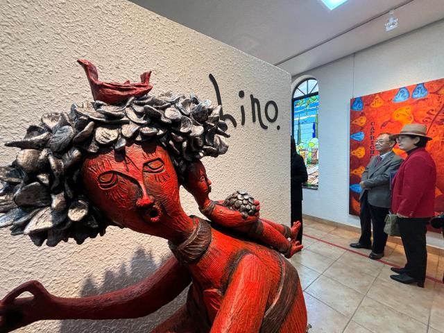 Visitors look at works at an exhibition at the Latin American Cultural Center in Goyang Gyeonggi Province on Oct 24 2024 AJP Han Jun-gu