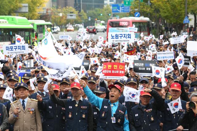 Members of the Vietnam Veterans Association Korea stage a rally to protest North Koreas dispatch of troops to Russia in Seoul Oct 28 2024 AJP Han Jun-gu