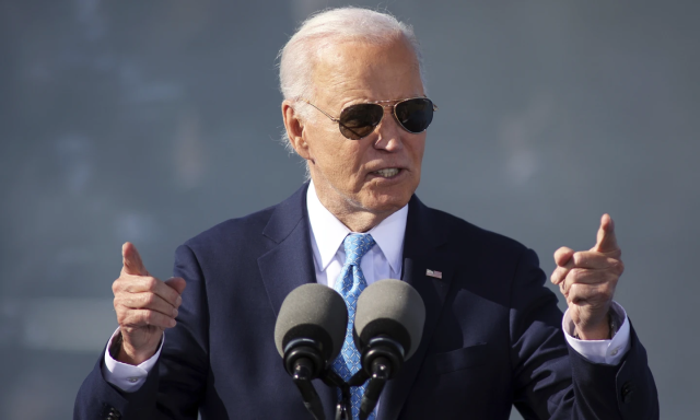 US President Joe Biden speaks at an event about investing in his America agenda in Baltimore the US on Oct 29 2024 AP-Yonhap