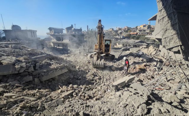 Rescue workers operate at a site damaged by Israeli strikes in Lebanons Bekaa Valley on Oct 29 2024 Reuters-Yonhap