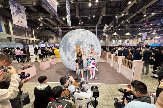 Cosplayers pose at Welcome to HoYoland at KINTEX in Goyang Gyeonggi Province on Oct 31 2024 AJP Kim Dong-woo