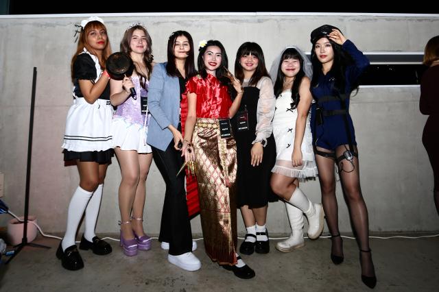 Influencers strike poses for photos at a Halloween party in Seongsu Seoul Oct 31 2024 AJP Han Jun-gu