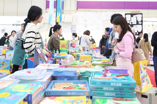 Visitors browse baby products at the Core Baby Fair at COEX in Seoul Oct 31 2024 AJP Han Jun-gu