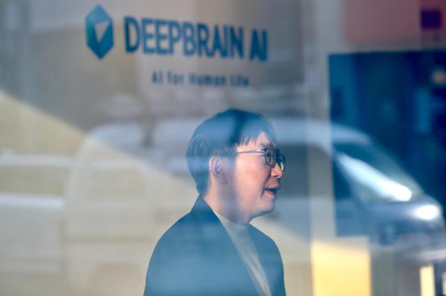 Lee Jung-soo director of business development at DeepBrain AI speaks during an interview with AJP in his office in southern Seoul on Oct 25 2024 AJP Han Jun-gu