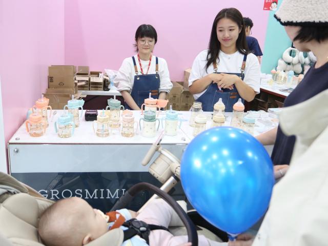 Visitors browse baby products at the Core Baby Fair at COEX in Seoul Oct 31 2024 AJP Han Jun-gu