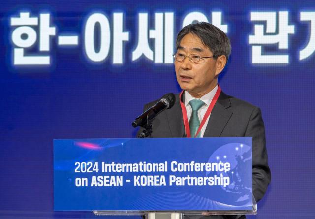 ﻿Kim Jae-shin Secretary General of the ASEAN-Korea Centre delivers Opening Remarks at the ‘International Conference on ASEAN-Korea Partnership 2024’ in Lotte Hotel Seoul on Nov 7 2024 