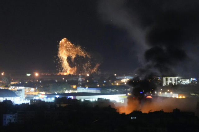 Smoke and flames erupt from Israeli airstrikes over Beirut Lebanon on Nov 7 2024 AP-Yonhap