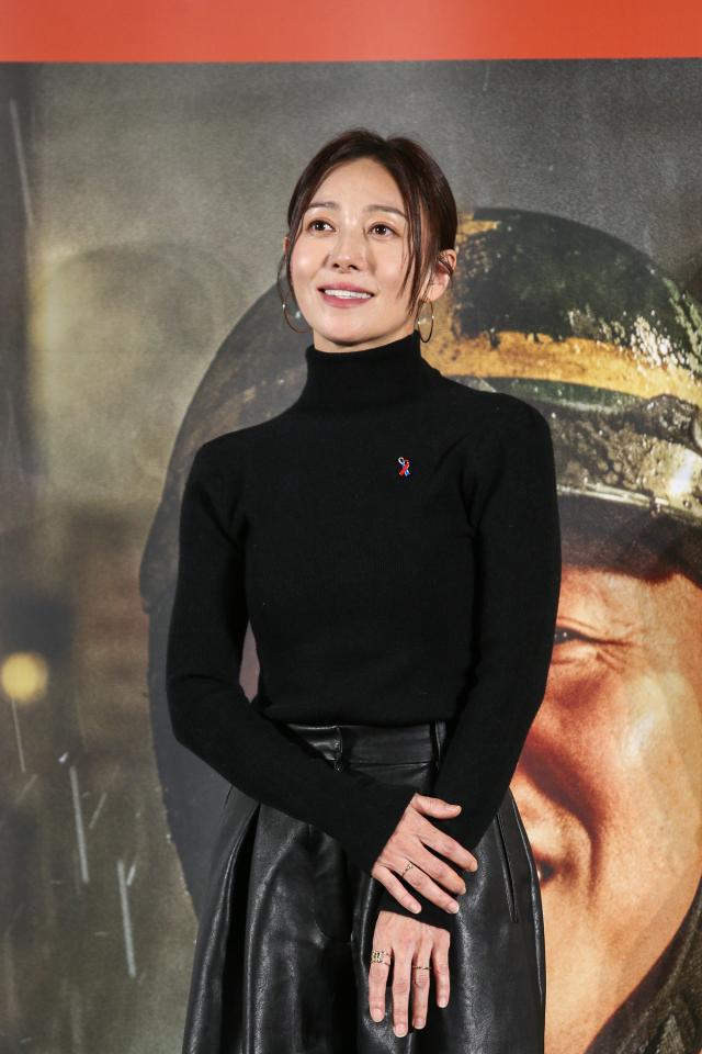 Actress Jang Young-nam poses during a press conference for The Firefighters at CGV IPark Mall in Yongsan-gu Seoul on Nov 8 2024 AJP Kim Dong-woo