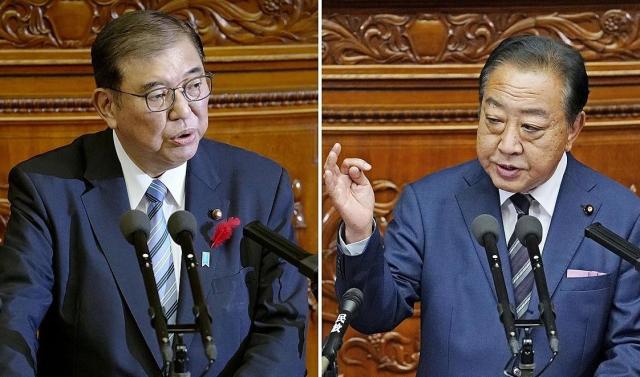 이시바 일본 총리와 노다 입헌민주당 대표 사진교도 연합뉴스