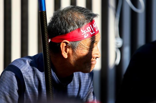 A view shows farmer participating in a rally organized by the Korean Succession Advanced Farmers Federation KSAFF in Seoul on Nov 12 2024 AJP Kim Dong-woo